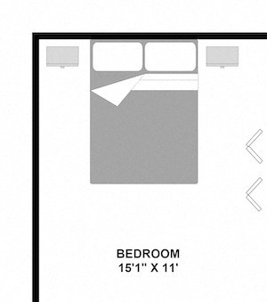 2x1-RM_LRG 2 bedroom 1 bathroom 900 square foot large apartment floor plan